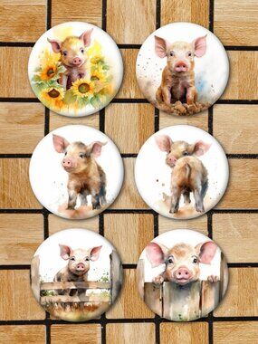 Cute Pig Fridge Magnets Set Of 6 Metal Magnets For Home Office Kitchen School
